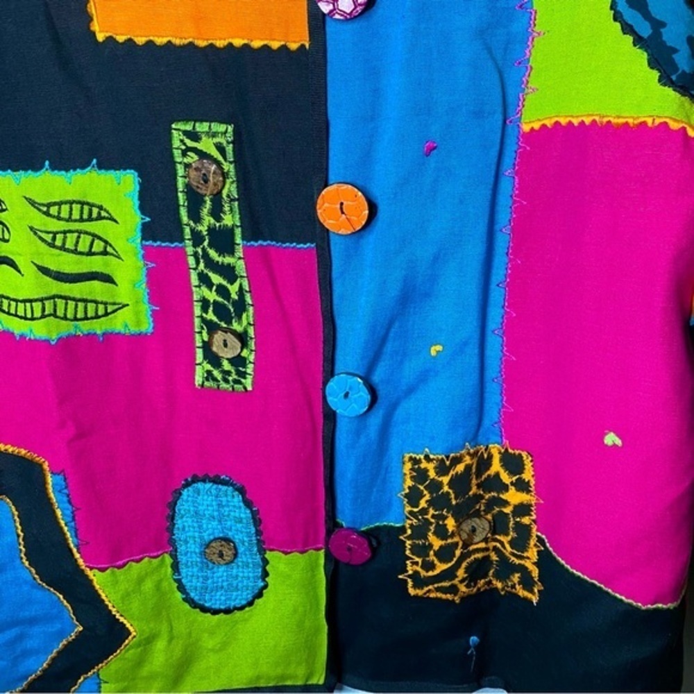 Vintage Patchwork Jacket Petite Medium Colorful B… - image 2